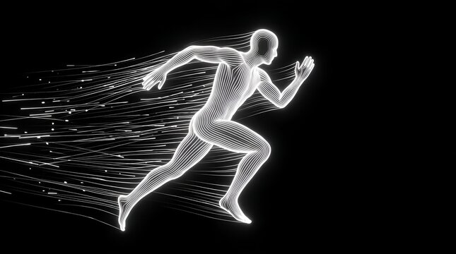Running human with speed motion lines