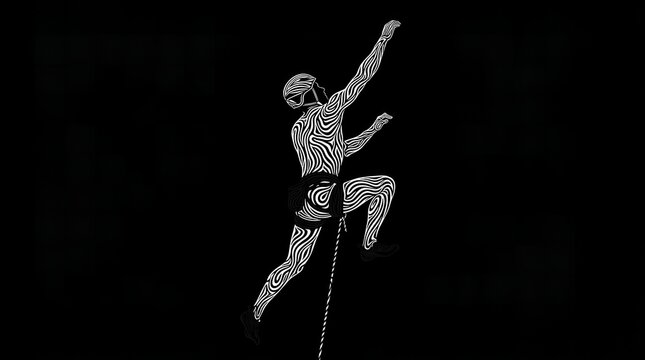 Zebra pattern acrobat balancing on a rope