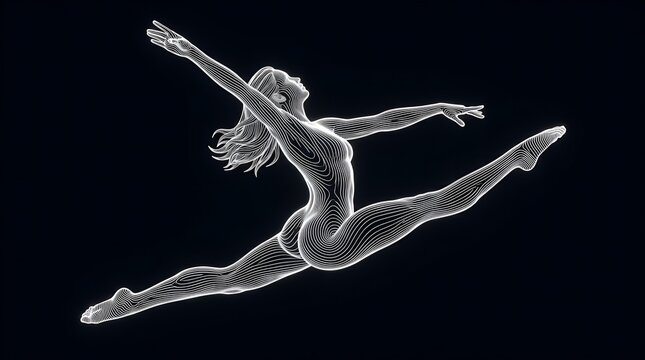Ballerina in dynamic mid-air pose