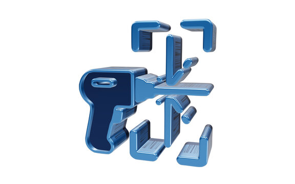 Glossy blue 3D digital infrastructure network icon isolated on transparent background for system architecture