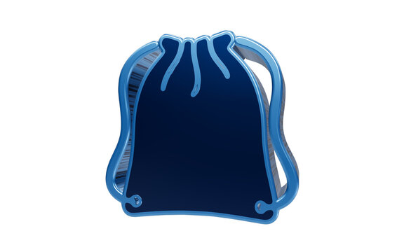 3D icon of sports drawstring backpack isolated on transparent background for fitness and gym themes