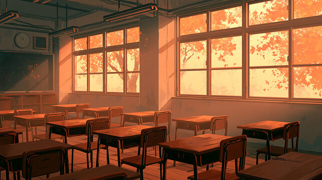 An Empty Classroom in Autumn