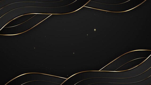 Luxury Dark Frame Golden Ribbon Waves Sparkling Dust Particles Gold Awards Trailer Titles Cinematic Openers Intro Luxury Background Loop