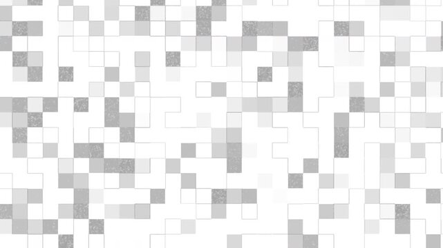 Abstract white gray pixel mosaic grid geometric minimal pattern loop for seamless modern motion background and digital design.