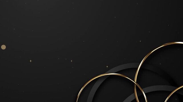 Elegant Black Golden Circles and Sparkle Particles Gold Awards Trailer Titles Cinematic Openers Intro Luxury Background Loop