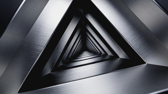 Recursive Metallic Triangle Tunnel with Infinite Depth Illusion