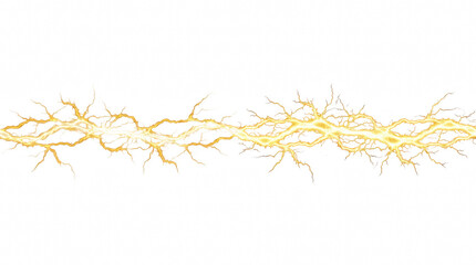 Fototapeta premium Energetic bright yellow lightning strike during a storm concept isolated on transparent background