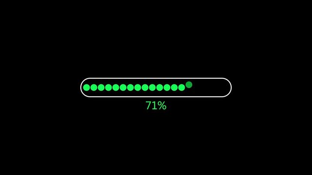 Loading indicator showing fifty seven percent completion with dotted green bar design progress percentage download interface waiting progress percentage download interface waiting