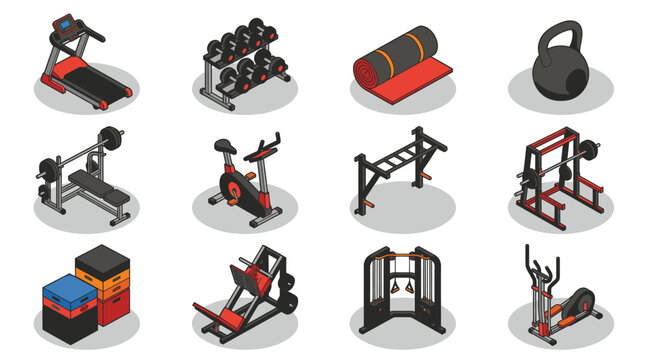 Isometric Gym Equipment Collection for Fitness and Workout.
