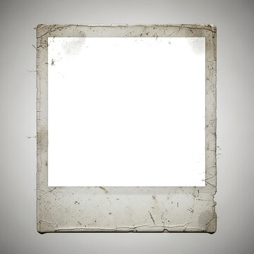 Vintage distressed polaroid frame with empty center.