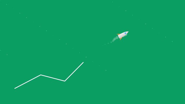 Startup Rocket Launch Growth Chart Flat Vector Animation