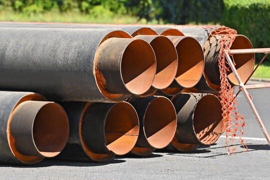 Rusty steel pipe with thermal heat insulation