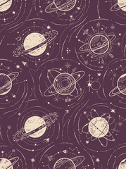 Space Theme Planets and Orbits Pattern © Maftuh