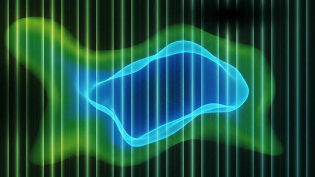 Abstract Glowing Green and Blue Vertical Lines Wave Motion Background