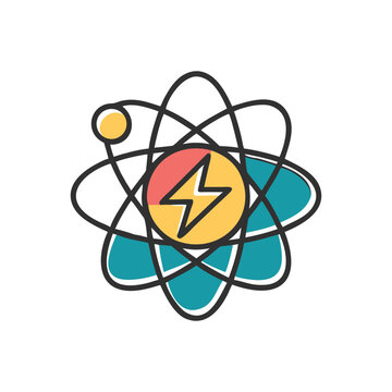 Atomic Energy Nuclear Power Scientific Electricity Physics Outline Vector Illustration
