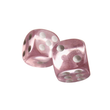 Pink dices on white background