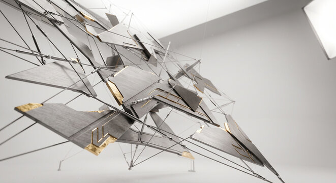 Deconstructivist Floating Titanium Airframe Ribs Background