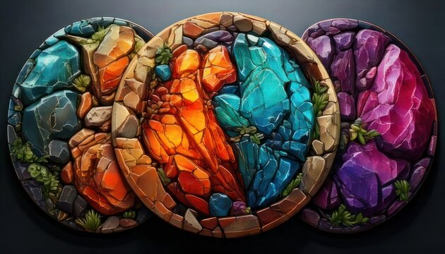Vibrant colorful rock formations together.