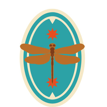 Dragonfly and stars emblem