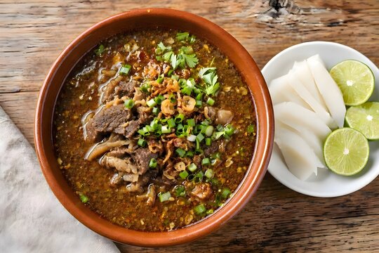 Traditional Coto Makassar Indonesian Beef Soup