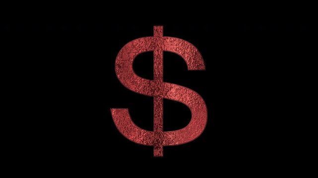Bronze Japanese symbol "Dollar Symbol", alpha channel, loop