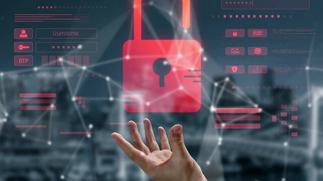 Digital security concept illustrating a cybersecurity breach, with a red unlocked padlock indicating data exposure among secure systems, emphasizing system vulnerability and risk Marrow