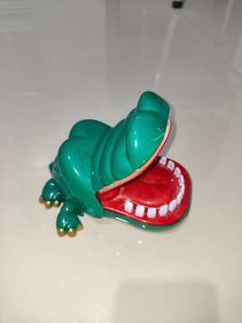 Green Toy Chattering Teeth Close-Up