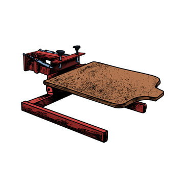 Manual Screen Printing Press Vintage Illustration