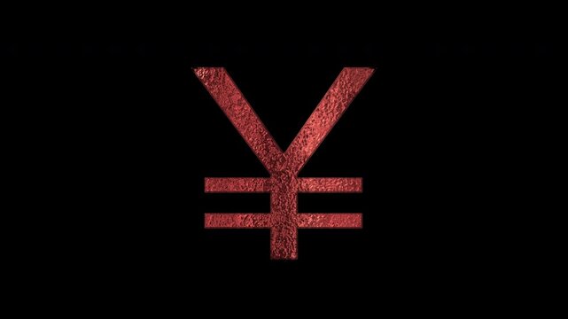Bronze Japanese symbol "Yen Symbol", alpha channel, loop