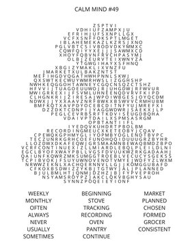 Calming Mind Puzzle with Words and Daily Life Concepts on a White Background