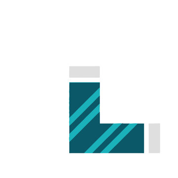 Letter L shape with teal and light gray colors