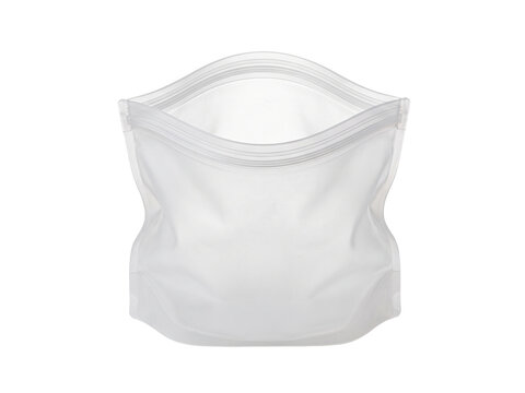 Empty open plastic ziplock bag isolated on a white background