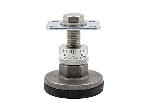 Adjustable leveling foot with rubber base isolated on a white background