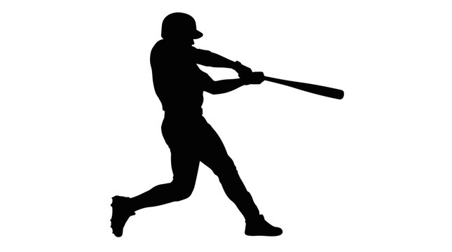 Silhouette of a baseball player swinging a bat on a plain