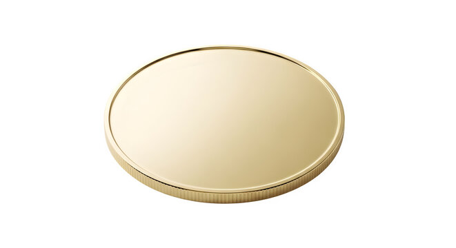 Blank gold coin isolated on a transparent background for premium currency and financial investment design elements