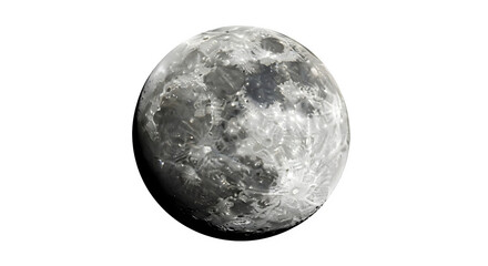 Obraz premium Detailed lunar surface illustration featuring a realistic full moon isolated on a clear transparent background for astronomical design projects