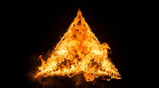 Triangular Fire Flame Effect Isolated on Black Background
