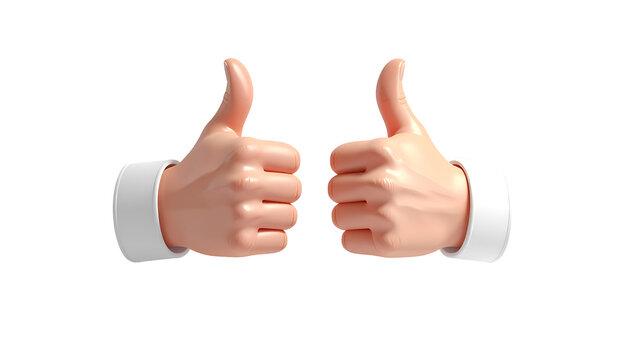 Cartoon hands giving double thumbs-up, against a pure black background