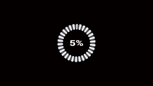 Digital loading circle indicator with one percent text on black background