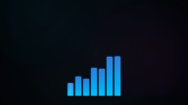 Animated blue equalizer bars on a dark background