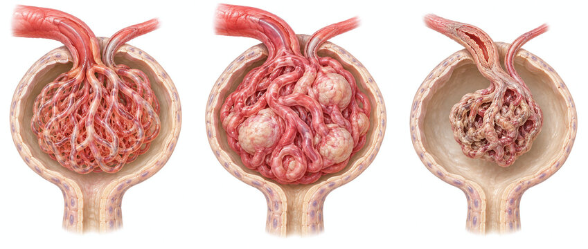 Kidney Glomerulus Disease Progression Anatomical Comparison