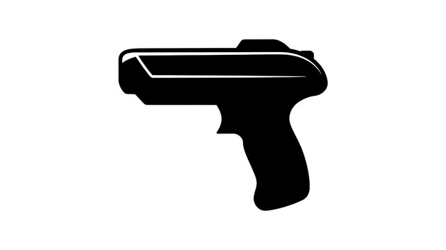 Simple black silhouette icon of a handgun or pistol