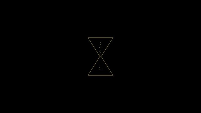 Golden hourglass measuring time passing with sand falling in a dark background