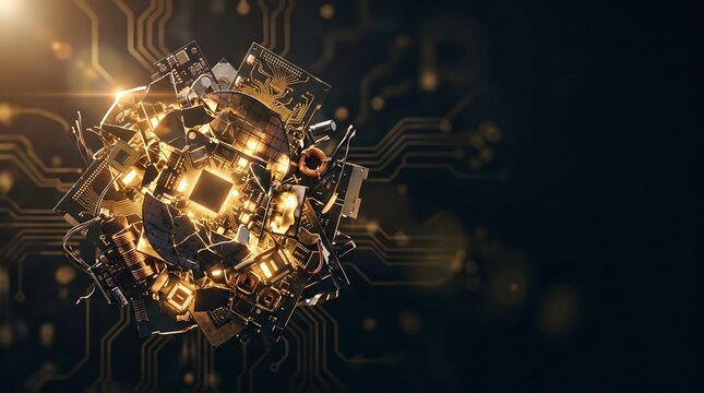 Complex array of circuit boards and tangled electrical wires in industrial hardware