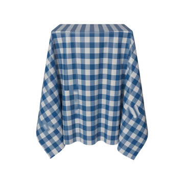 Blue and white checkered loose button-down shirt isolated on transparent background