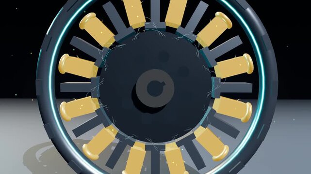 Ev Motor Cross Section 3D Seamless Loop Animation