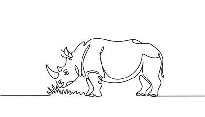Continuous one single minimal line drawing of a Rhinoceros © vector
