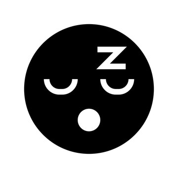 Sleepy circular face black icon for tired eyes design suitable for app icons, social media profile pictures, and emoticons.