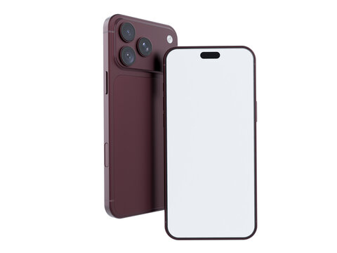 Realistic 3D smartphone mockup devices display showing, with a blank screen and clean isolated composition for app design, branding, ads, digital product, website, gadget, digital presentations