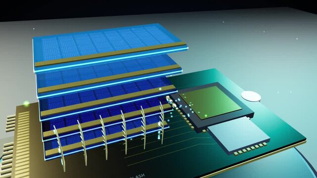 Ssd Chip Layers 3D Seamless Loop Animation